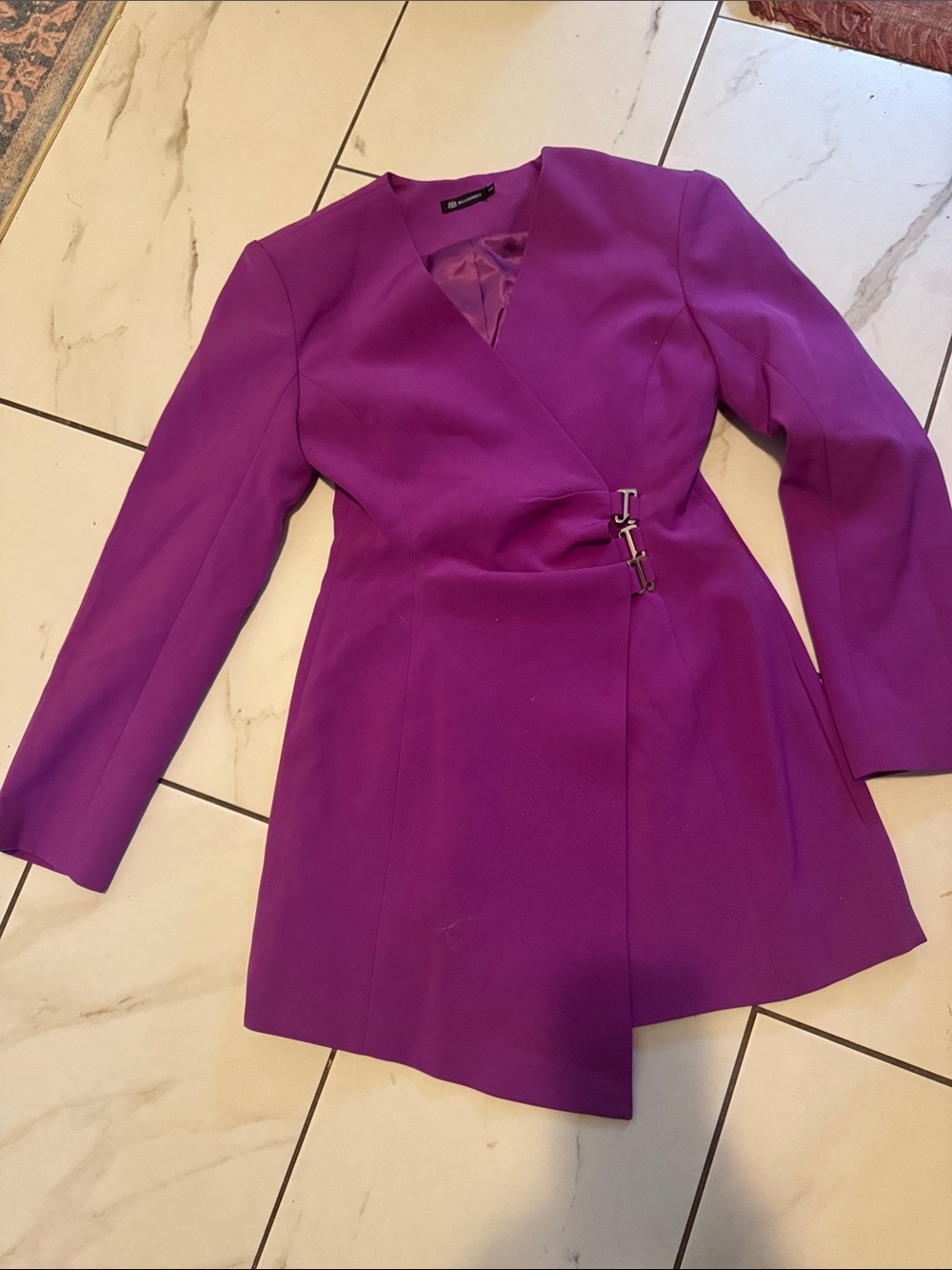 Purple Wrap-Style Women’s Blazer with Decorative Buckle